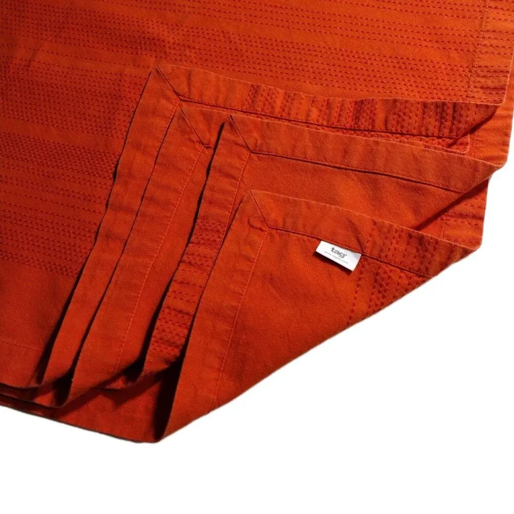 Set of 4 Tag Cotton Napkins Orange 18-18.5 inch Square Lunch Dinner Table Scape